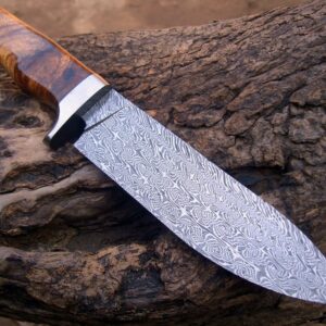 Mosaic damascus knife multi twist pattern
