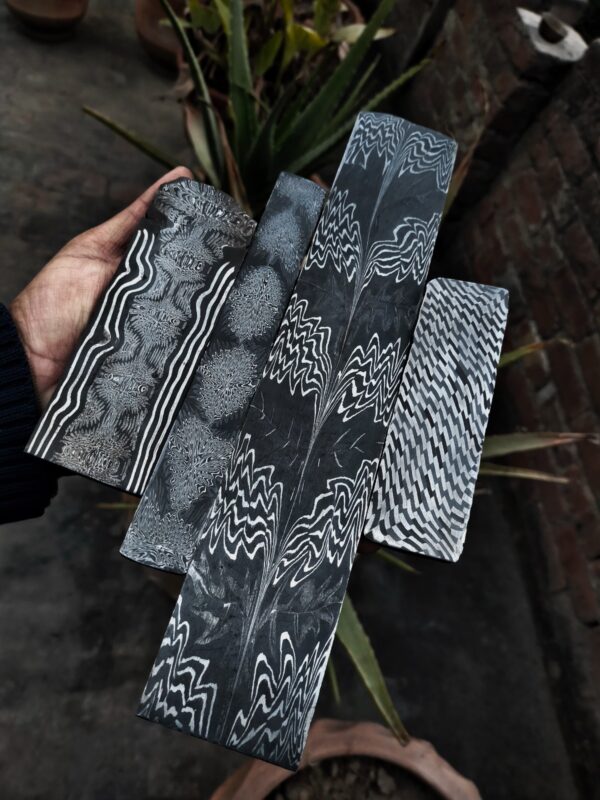 Set of 4 Mosaic Damascus Bars To Make Knives - Image 4