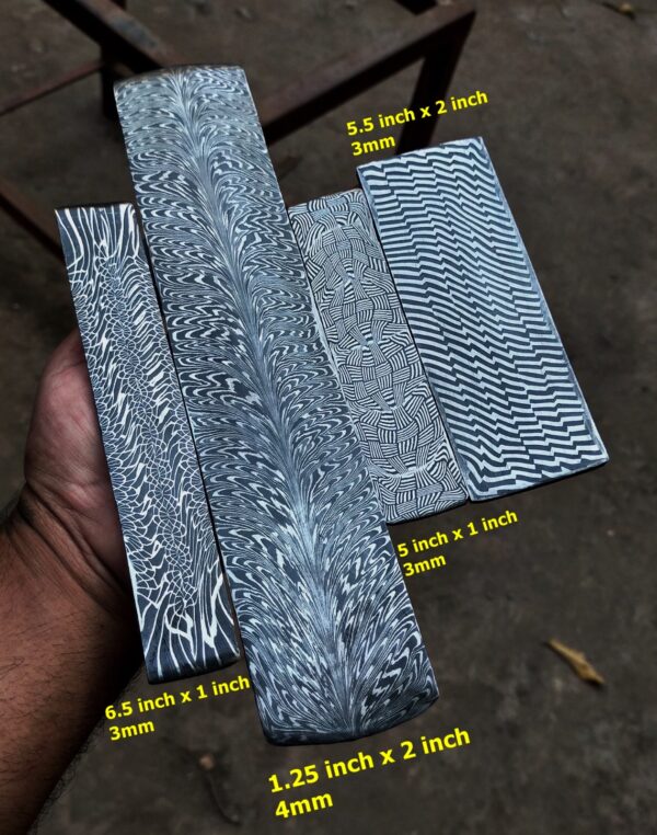 Set of 4 mosaic damascus bars
